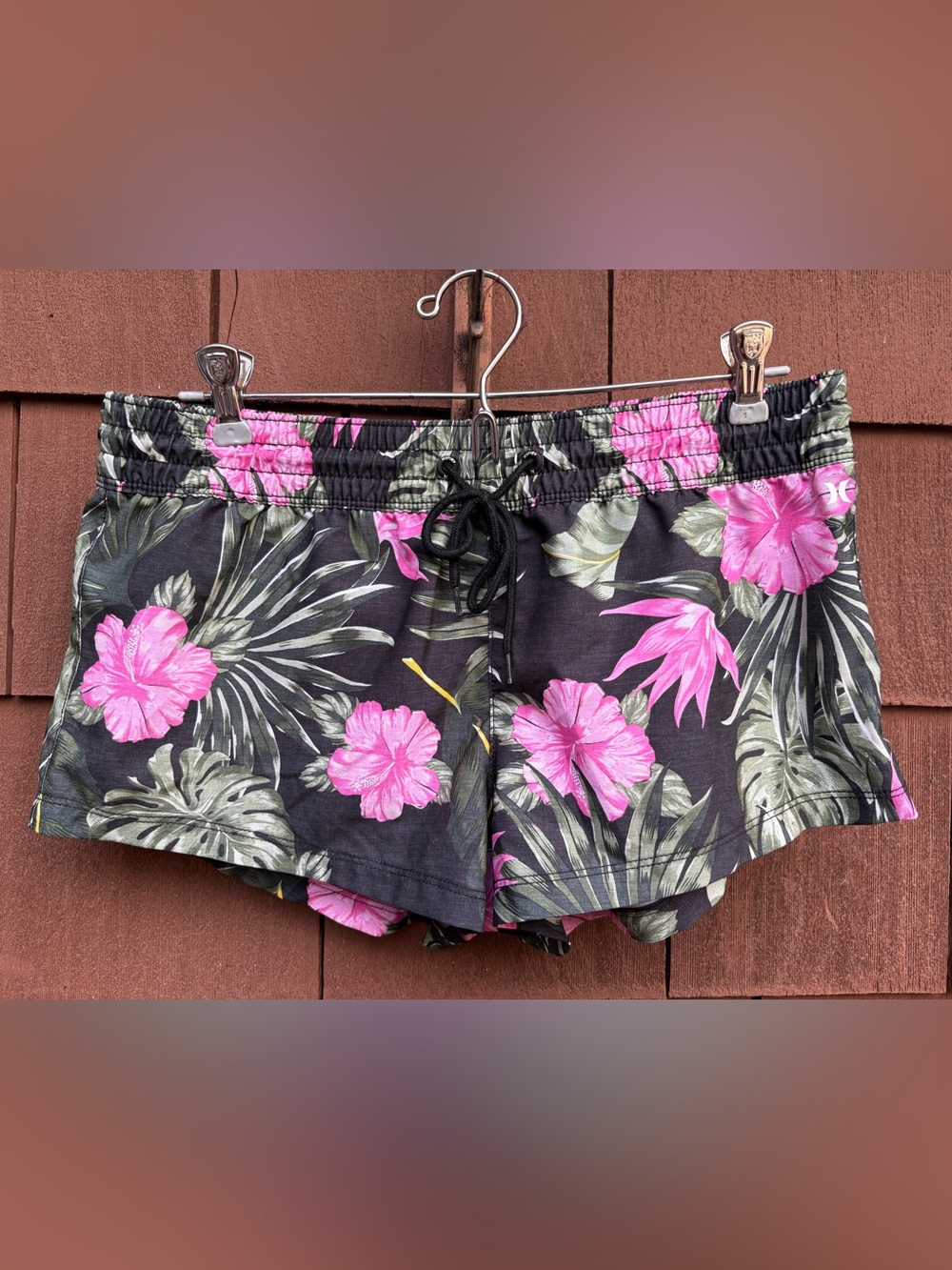 Hurley Phantom Floral Swim Trunks Black Pink Size Medium
